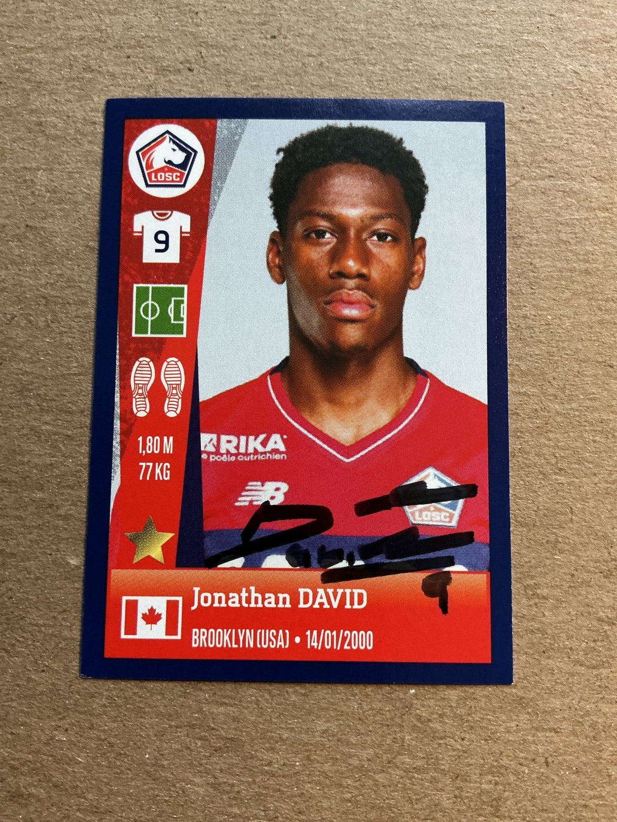 Jonathan David, Canada 🇨🇦 Lille OSC 2023 Panini hand signed - Autographs-World