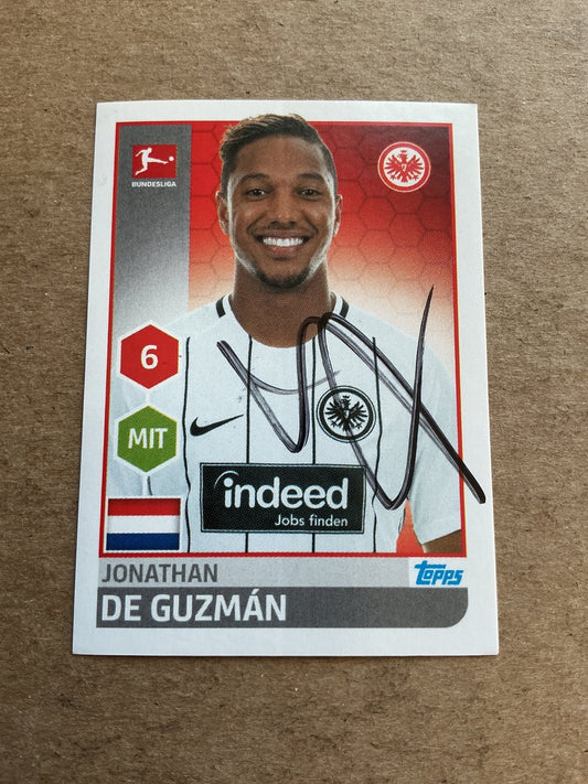 Jonathan de Guzmán, Netherlands 🇳🇱 Eintracht Frankfurt 2017/18 Topps hand signed - Autographs-World