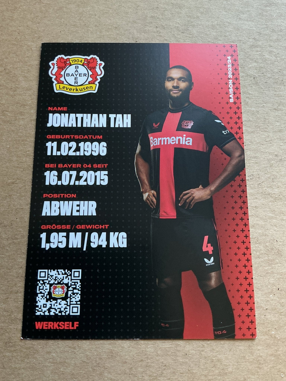 Jonathan Tah, Germany 🇩🇪 Bayer 04 Leverkusen 2023/24 hand signed - Autographs-World