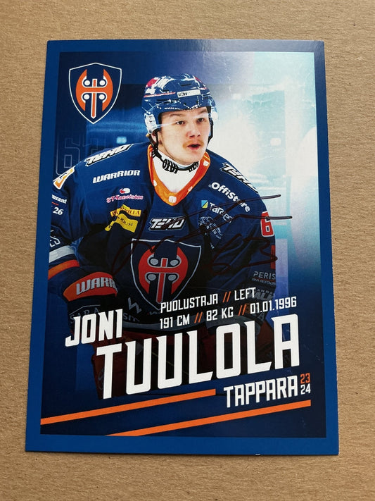 Joni Tuulola, Finland 🇫🇮 Tappara Tampere 2023/24 hand signed - Autographs-World