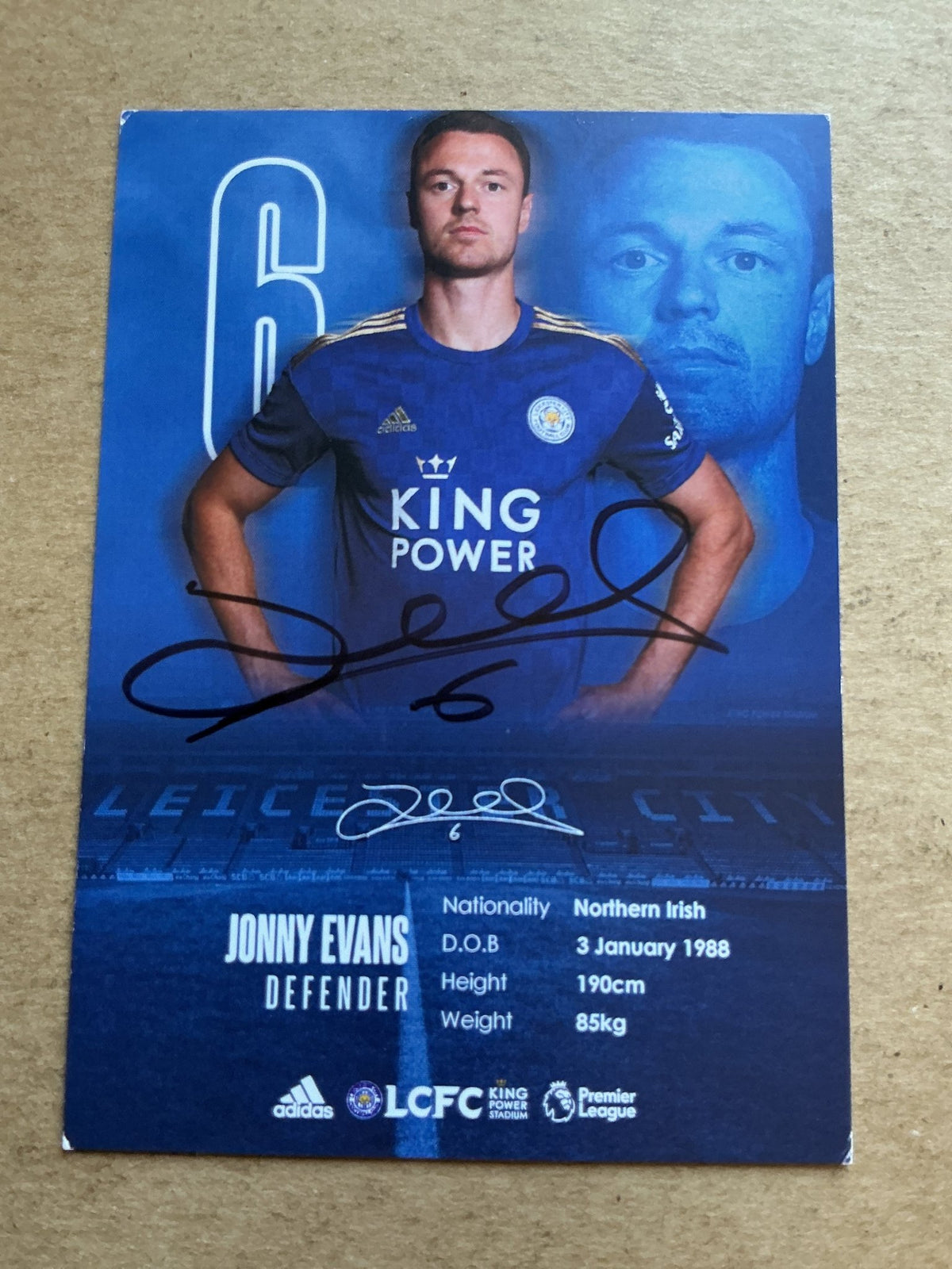 Jonny Evans, Great Britain 🇬🇧 Leicester City FC 2019/20 hand signed - Autographs-World