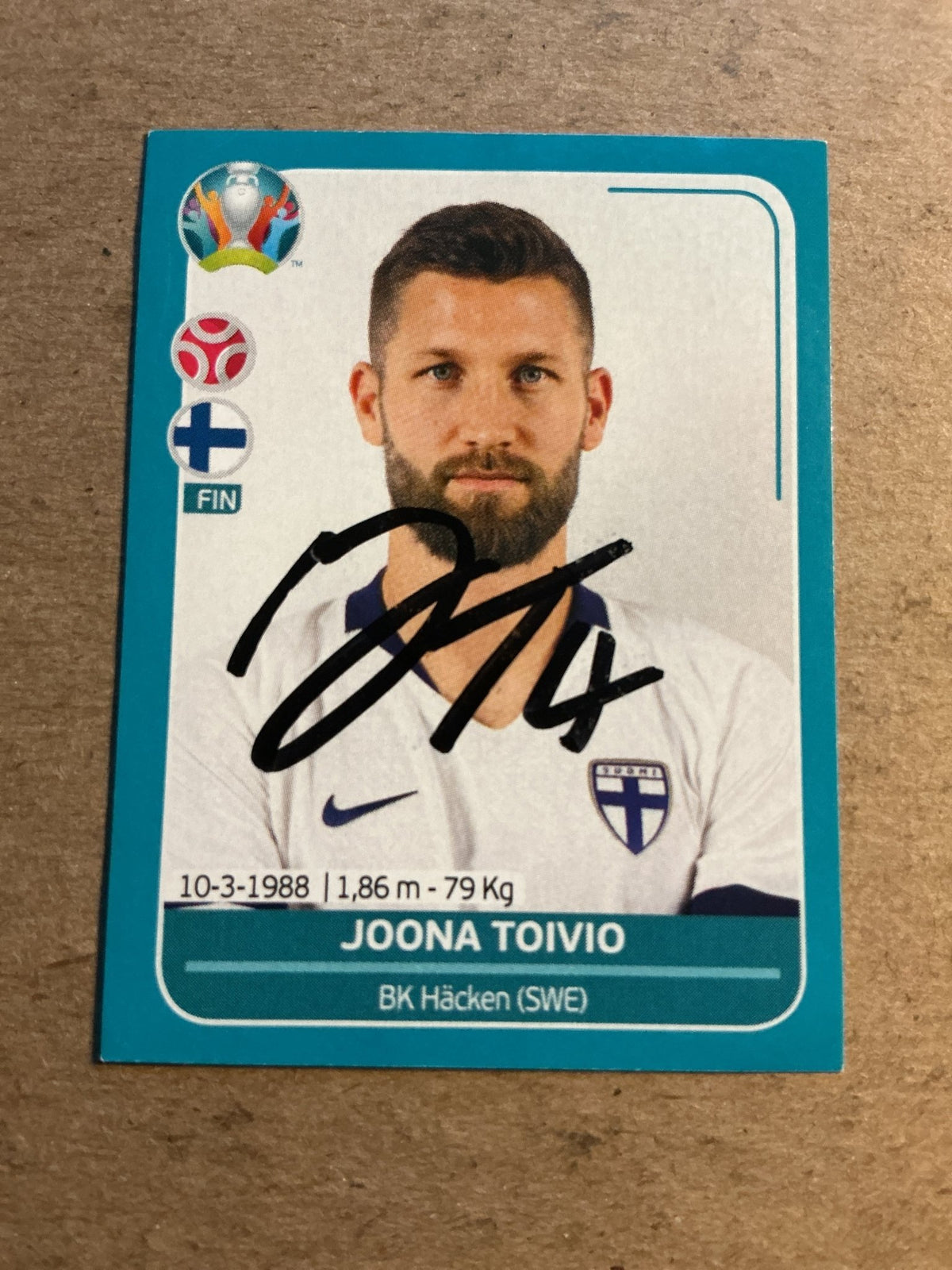 Joona Toivio, Finland 🇫🇮 UEFA Euro 2020 Panini hand signed - Autographs-World