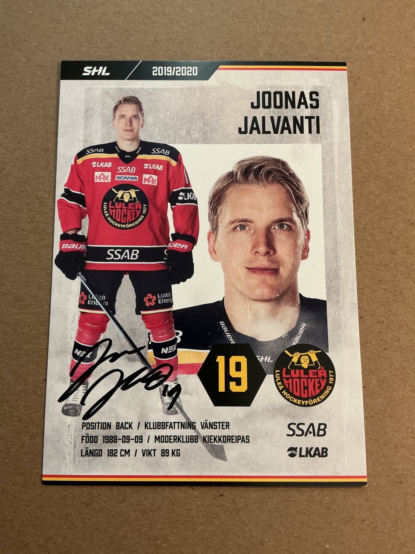 Joonas Jalvanti, Finland 🇫🇮 Luleå Hockey 2019/20 hand signed - Autographs-World