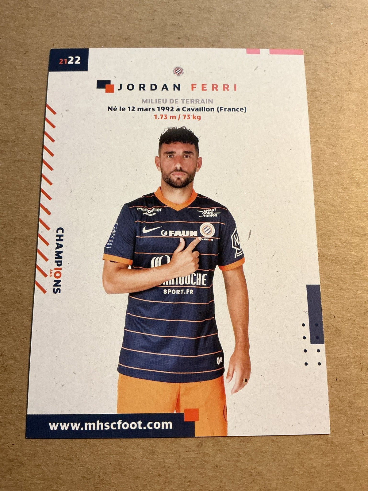 Jordan Ferri, France 🇫🇷 Montpellier HSC 2021/22 hand signed - Autographs-World