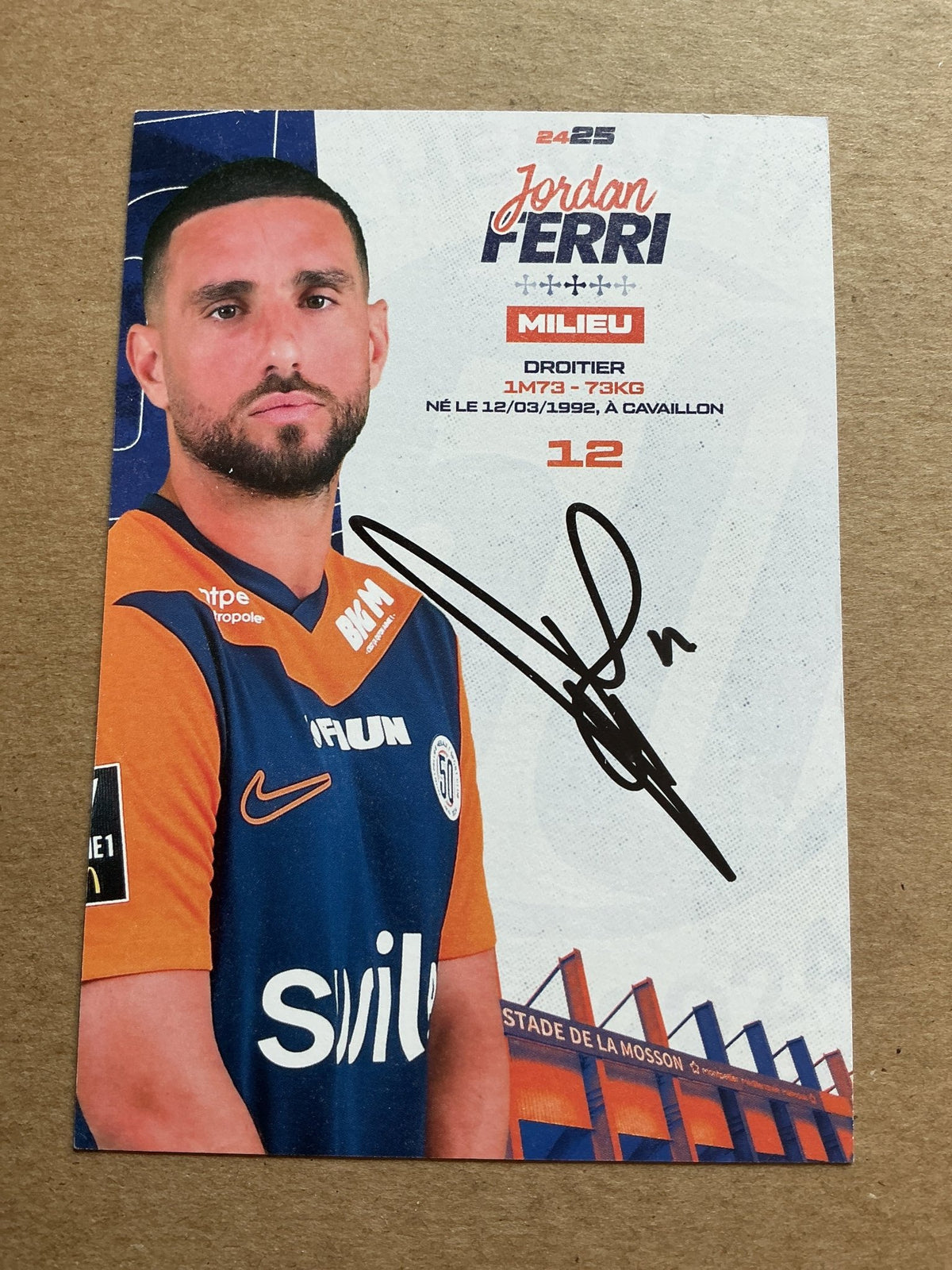 Jordan Ferri, France 🇫🇷 Montpellier HSC 2024/25 hand signed - Autographs-World