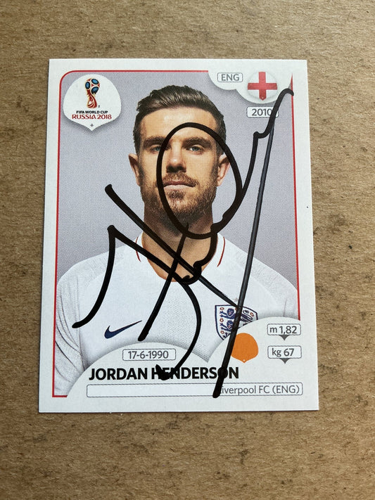 Jordan Henderson, England 🏴󠁧󠁢󠁥󠁮󠁧󠁿 FIFA World Cup 2018 Panini hand signed - Autographs-World