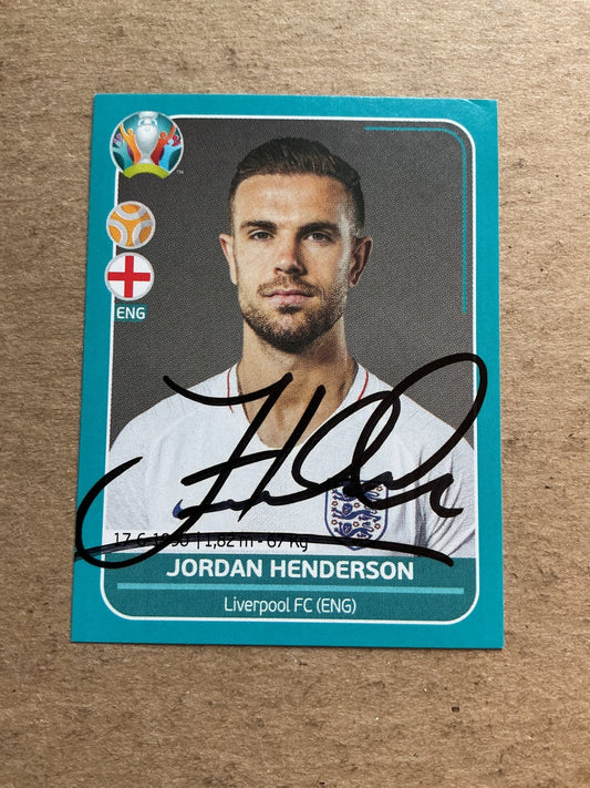 Jordan Henderson, England 🏴󠁧󠁢󠁥󠁮󠁧󠁿 UEFA Euro 2020 Panini hand signed - Autographs-World