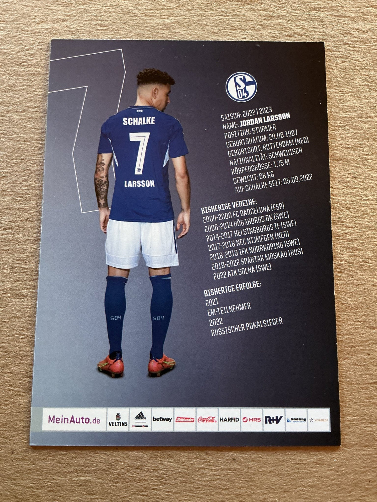 Jordan Larsson, Sweden 🇸🇪 FC Schalke 04 2022/23 hand signed - Autographs-World