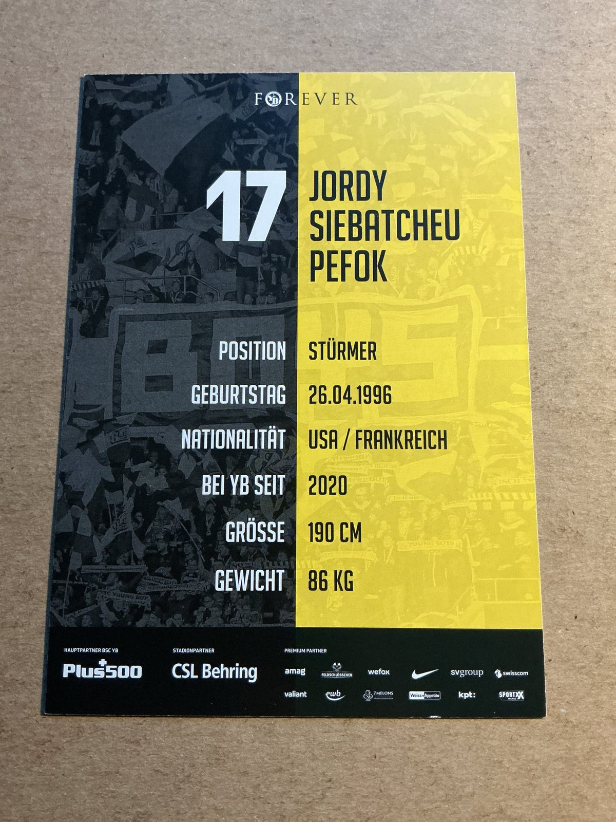 Jordan Pefok, USA 🇺🇸 BSC Young Boys 2021/22 hand signed - Autographs-World