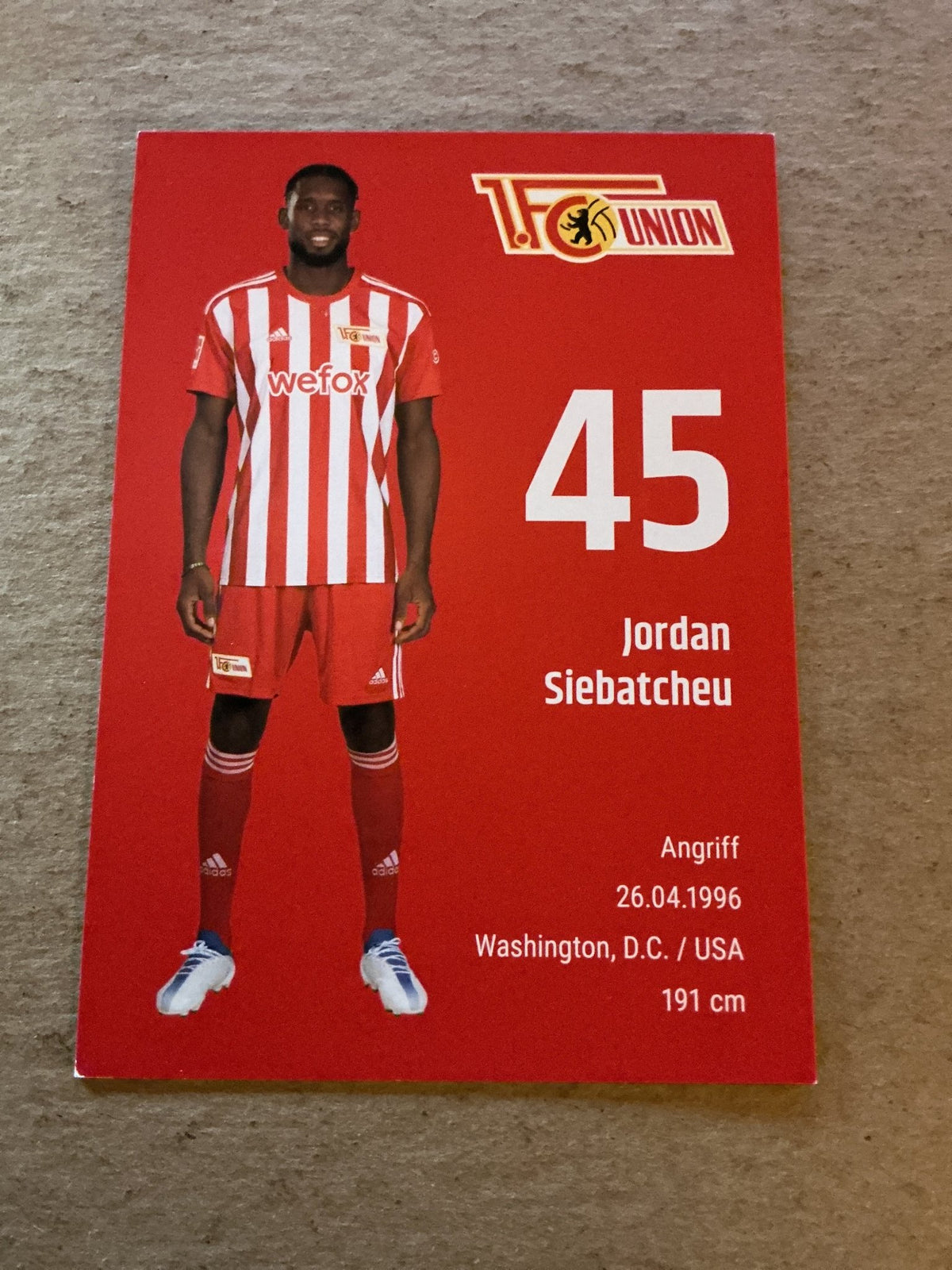 Jordan Siebatcheu, USA 🇺🇸 1.FC Union Berlin 2022/23 hand signed - Autographs-World