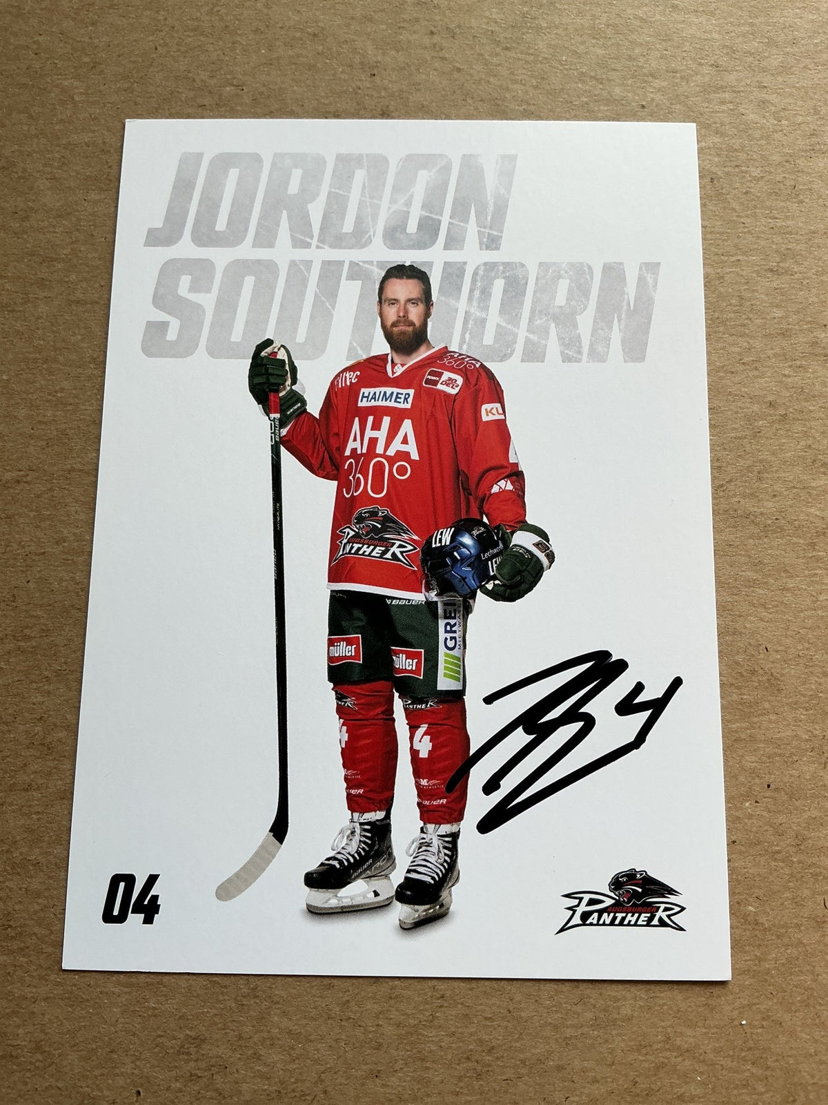 Jordan Southorn, Canada 🇨🇦 Augsburg Panther 2023/24 hand signed - Autographs-World