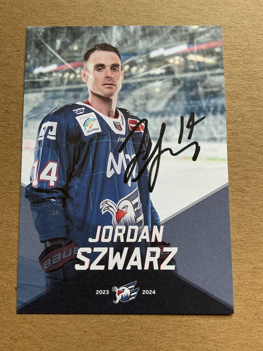Jordan Szwarz, Canada 🇨🇦 Adler Mannheim 2023/24 hand signed - Autographs-World