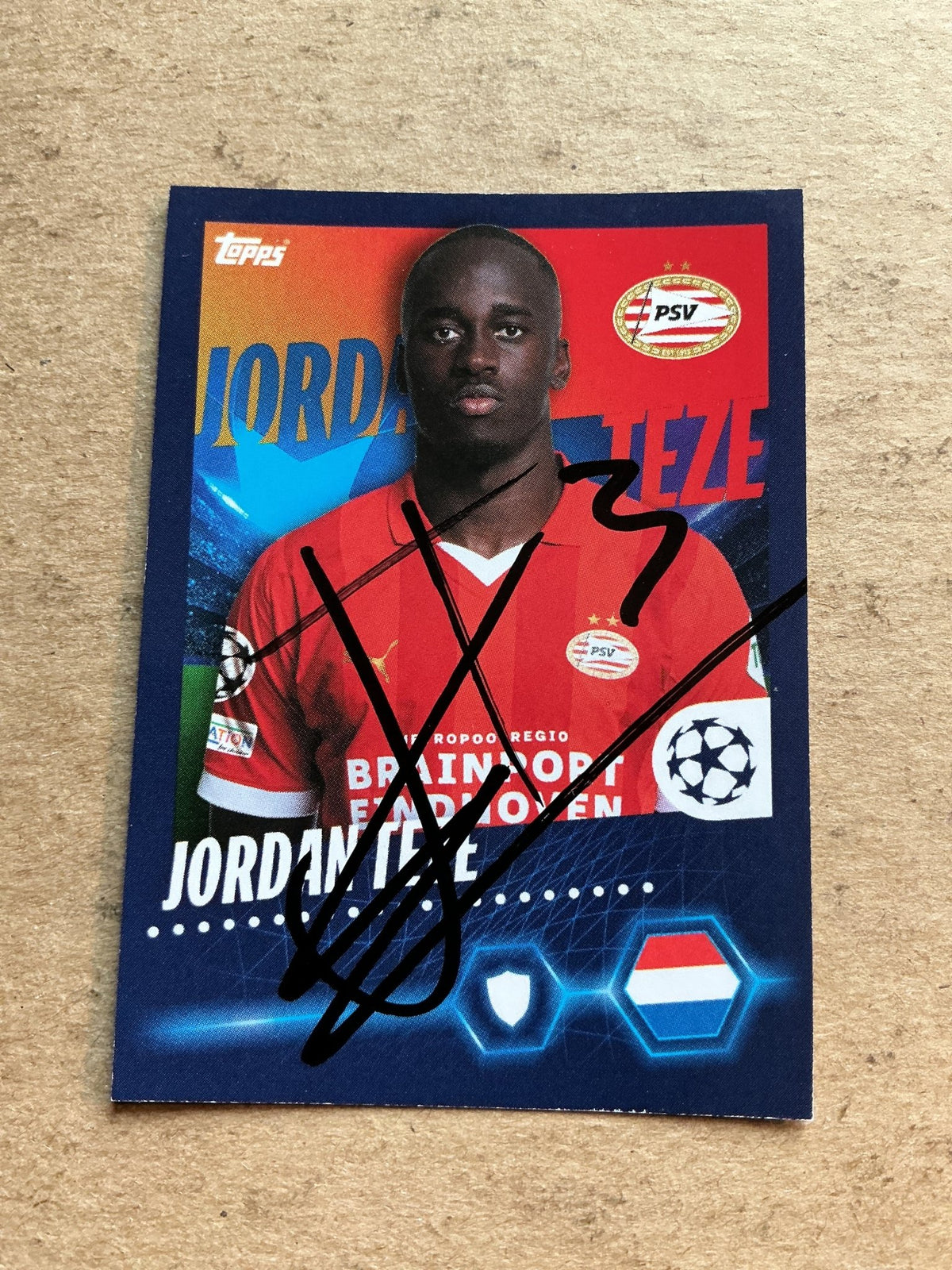 Jordan Teze, Netherlands 🇳🇱 PSV Eindhoven 2023/24 Topps hand signed - Autographs-World