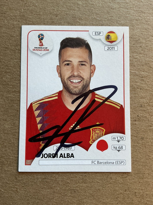 Jordi Alba, Spain 🇪🇸 FIFA World Cup 2018 Panini hand signed - Autographs-World