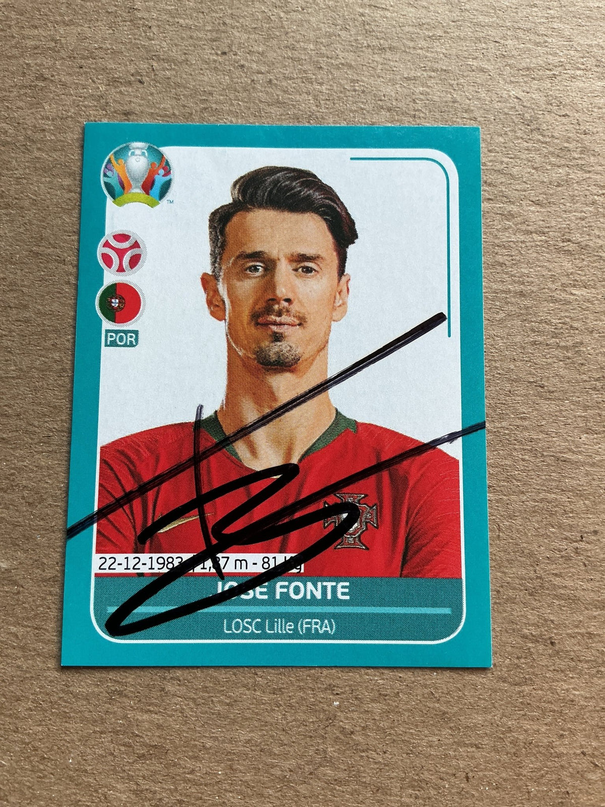 José Fonte, Portugal 🇵🇹 UEFA Euro 2020 Panini hand signed - Autographs-World