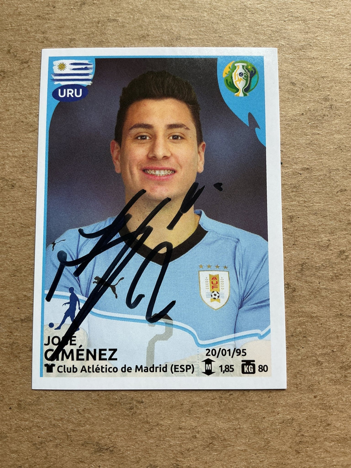 Jose Giménez, Uruguay 🇺🇾 Copa America 2019 Panini hand signed - Autographs-World