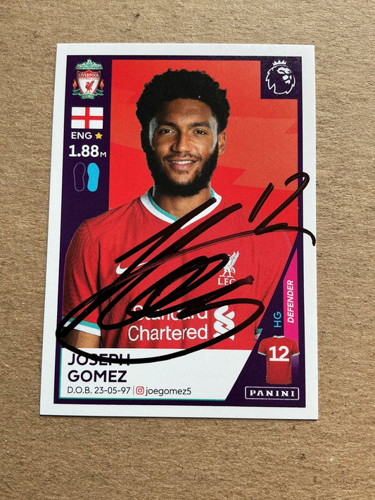 Joseph Gomez, England 🏴󠁧󠁢󠁥󠁮󠁧󠁿 Liverpool FC 2021 Panini hand signed - Autographs-World