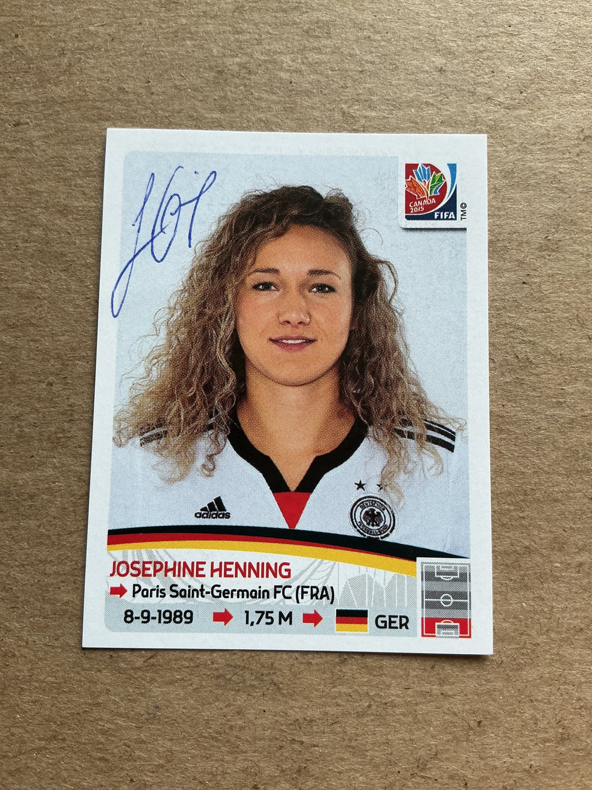 Josephine Henning, Germany 🇩🇪 FIFA Women’s World Cup 2015 Panini hand signed - Autographs-World