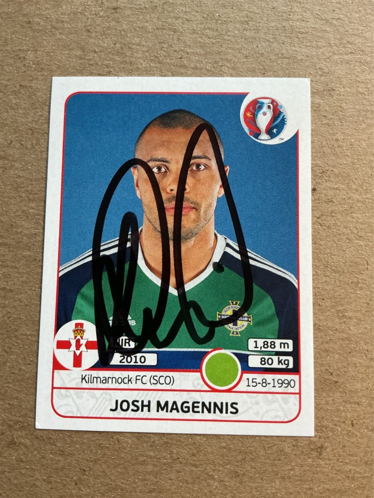 Josh Magennis, Northern Ireland, UEFA Euro 2016 Panini hand signed - Autographs-World