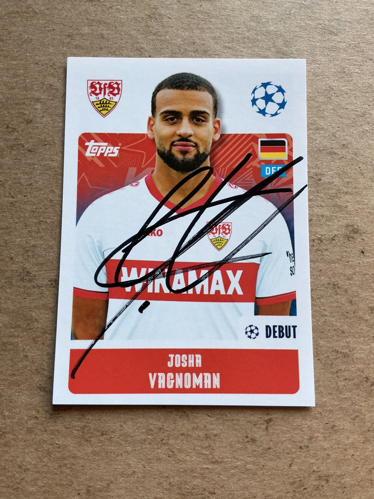 Josha Vagnoman, Germany 🇩🇪 VfB Stuttgart 2024/25 Topps hand signed - Autographs-World