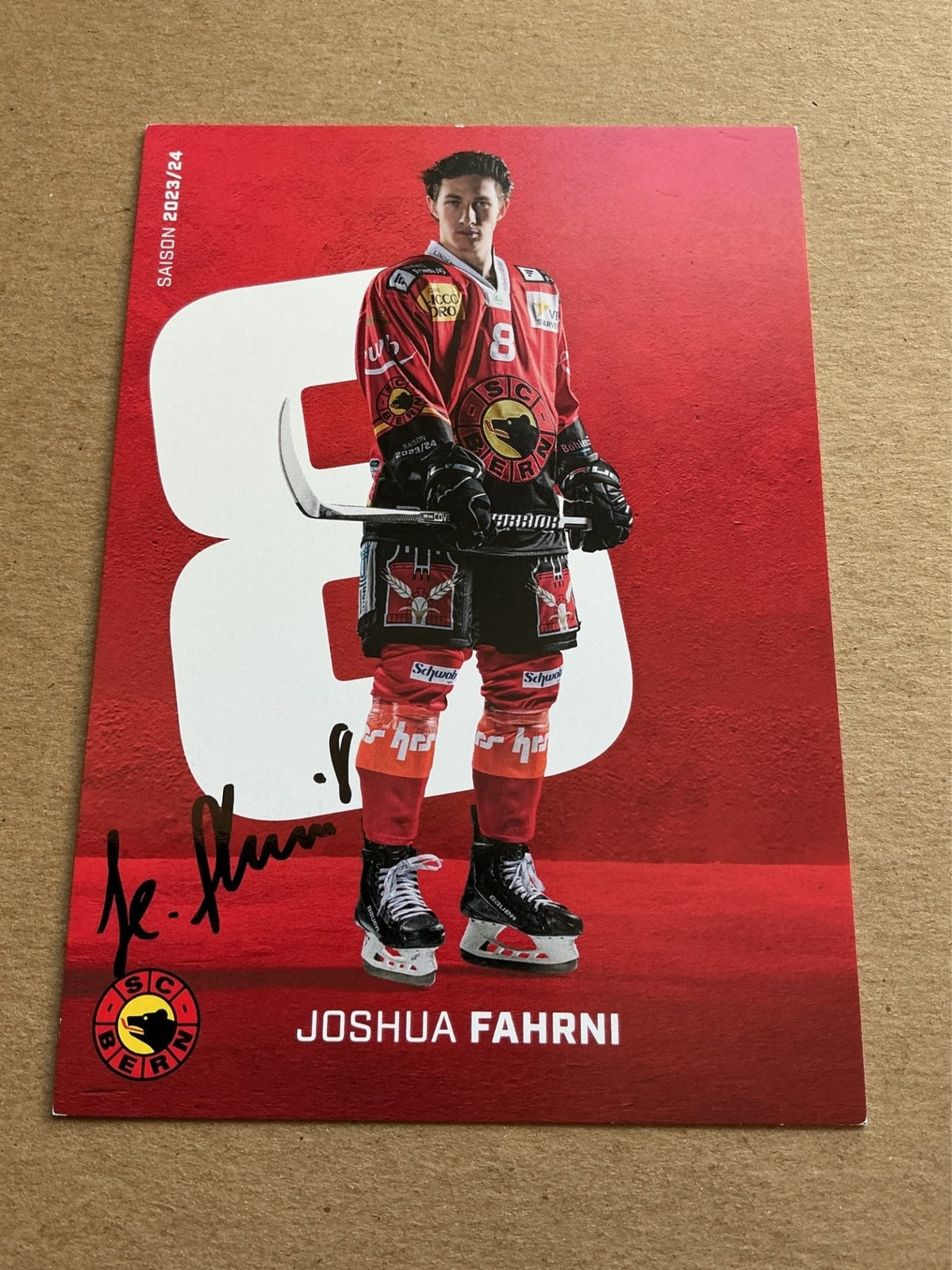 Joshua Fahrni, Switzerland 🇨🇭 SC Bern 2023/24 hand signed - Autographs-World
