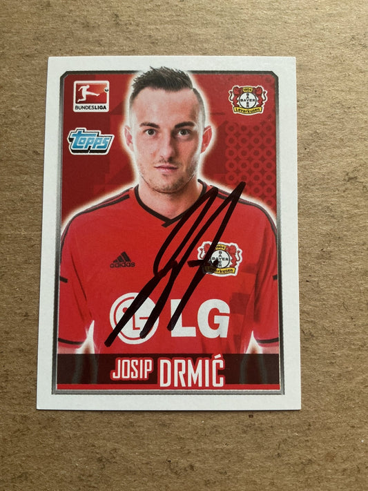Josip Drmić, Switzerland 🇨🇭 Bayer 04 Leverkusen 2014/15 Topps hand signed - Autographs-World