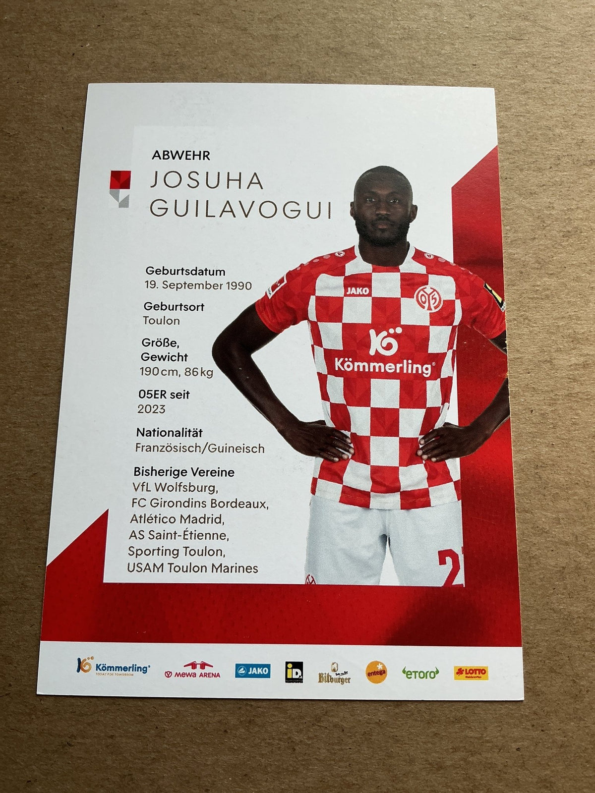 Josuha Guilavogui, France 🇫🇷 FSV Mainz 05 2023/24 hand signed - Autographs-World