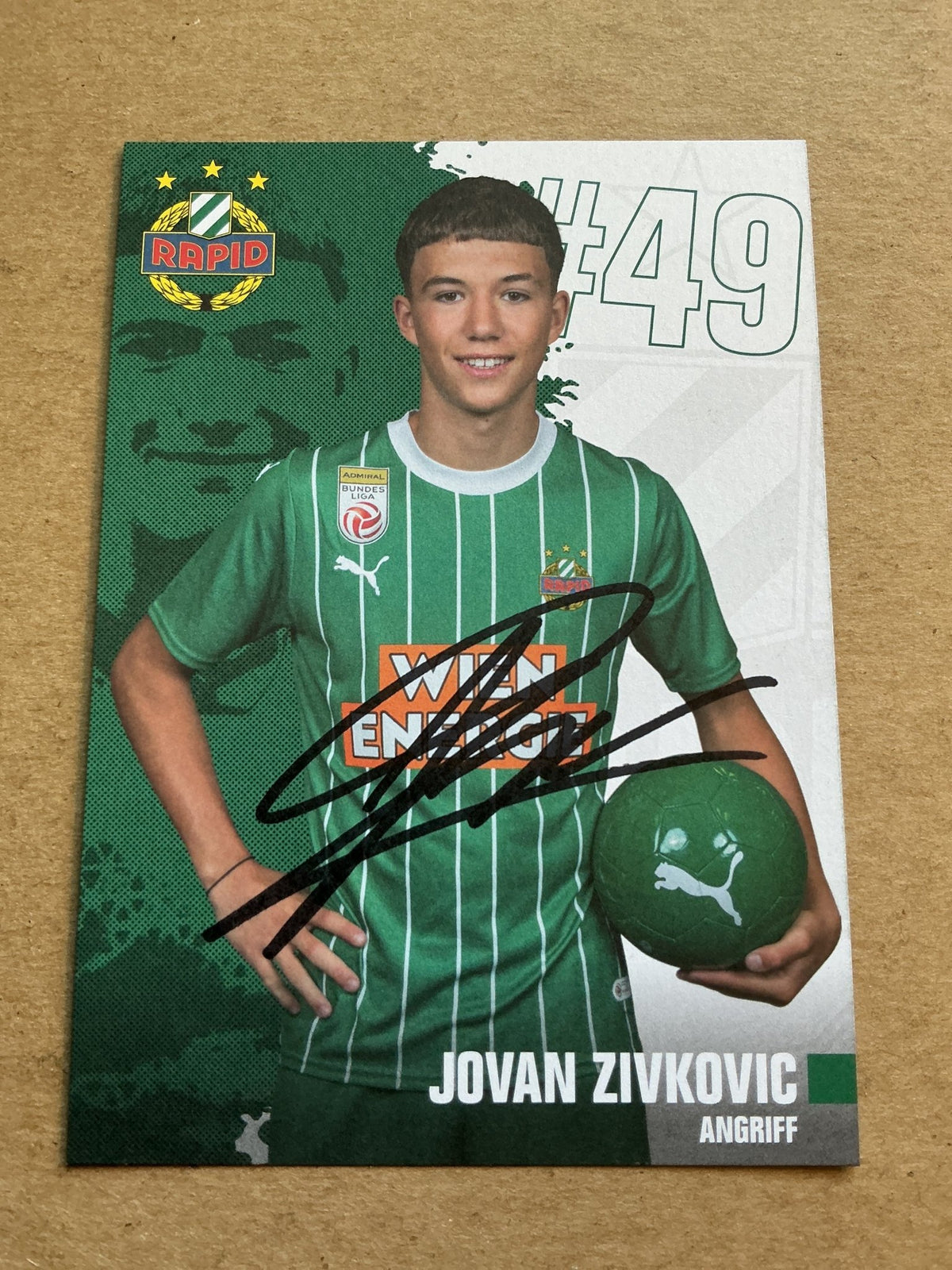Jovan Zivkovic, Austria 🇦🇹 SK Rapid Wien 2023/24 hand signed - Autographs-World