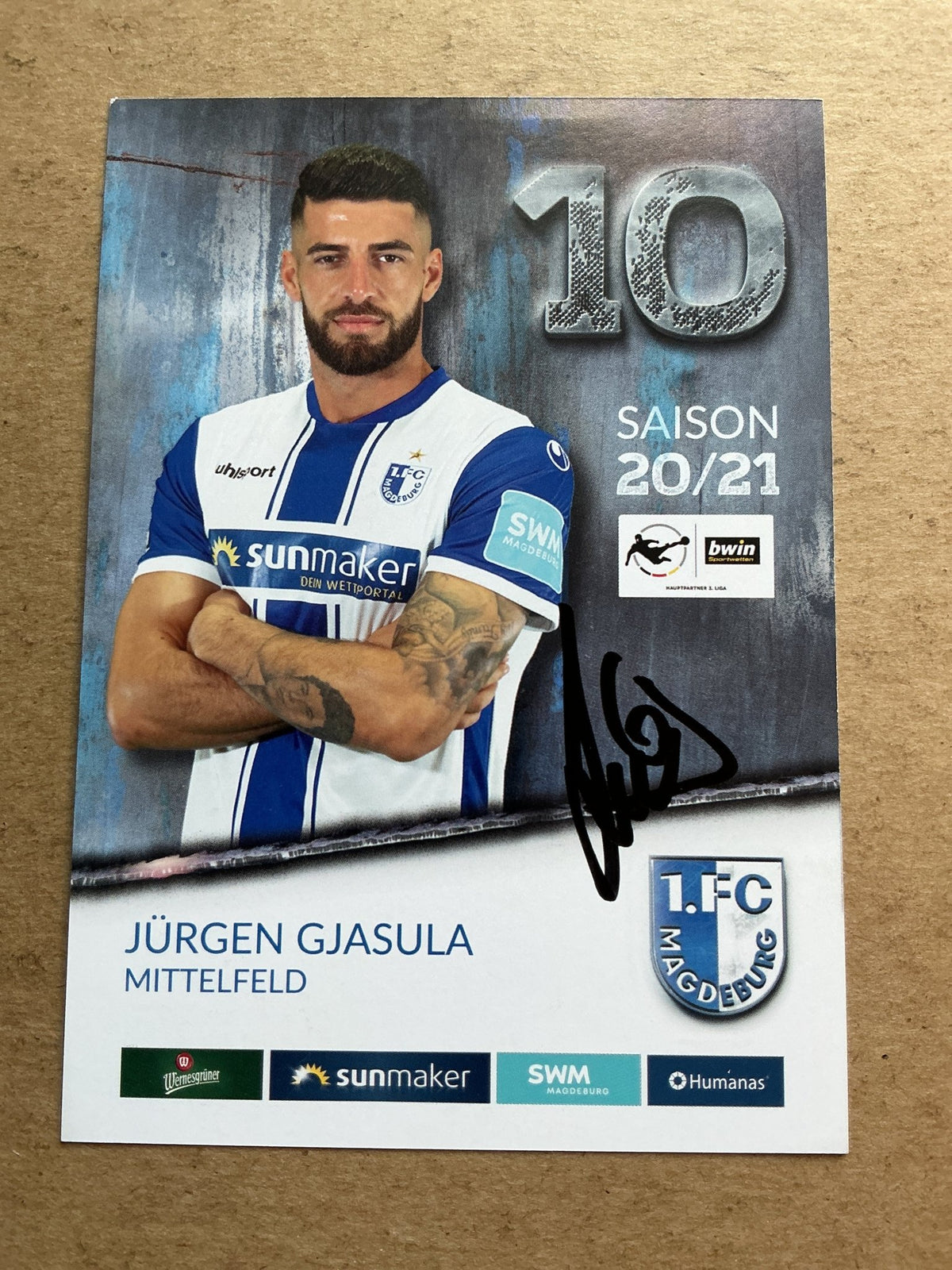 Jürgen Gjasula, Albania 🇦🇱 1.FC Magdeburg 2020/21 hand signed - Autographs-World