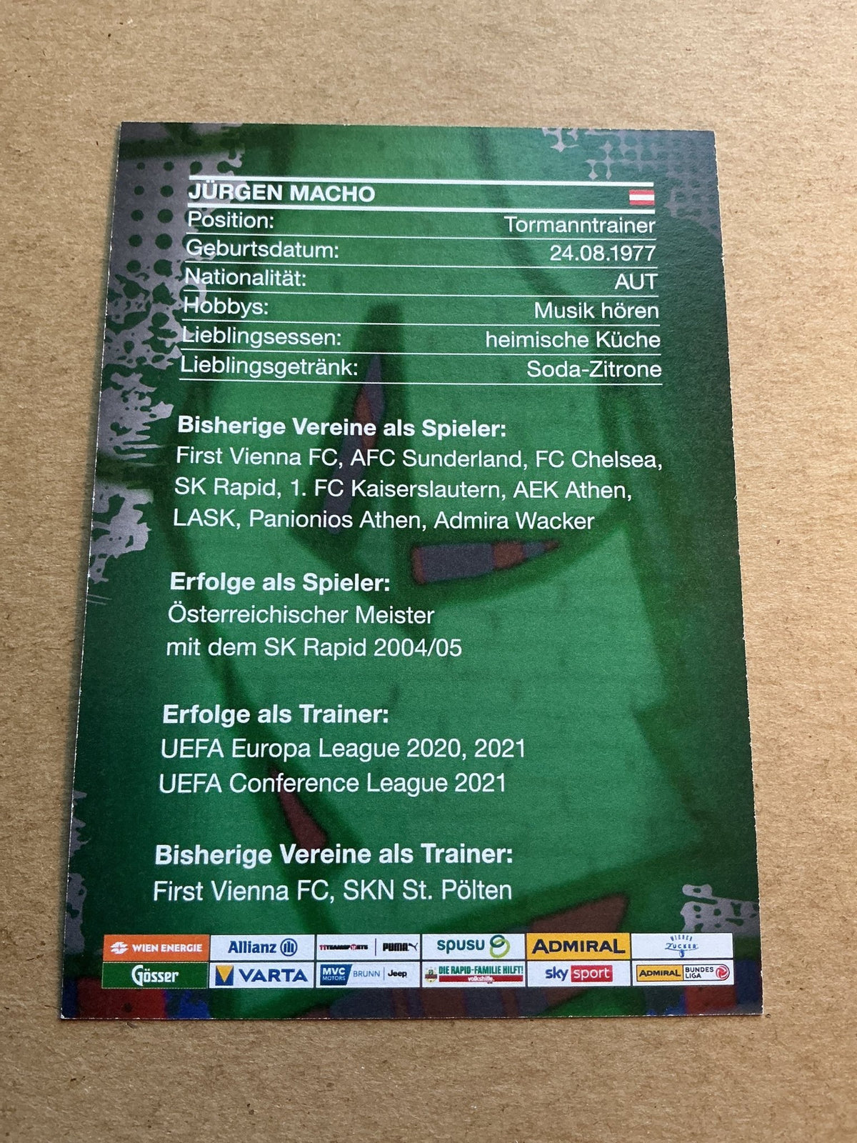 Jürgen Macho, Austria 🇦🇹 SK Rapid Wien 2023/24 hand signed - Autographs-World