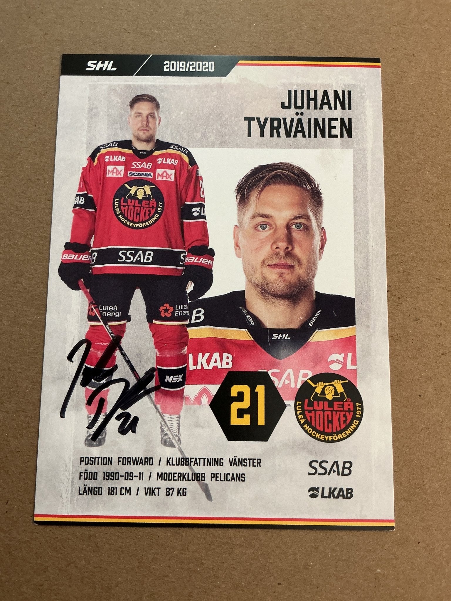 Juhani Tyrväinen, Finland 🇫🇮 Luleå Hockey 2019/20 hand signed - Autographs-World