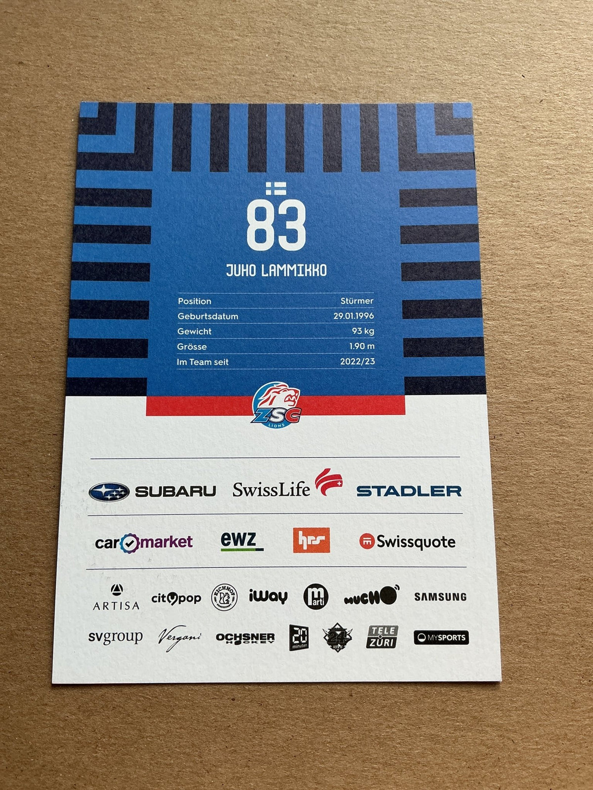 Juho Lammikko, Finland 🇫🇮 ZSC Lions 2024/25 hand signed - Autographs-World