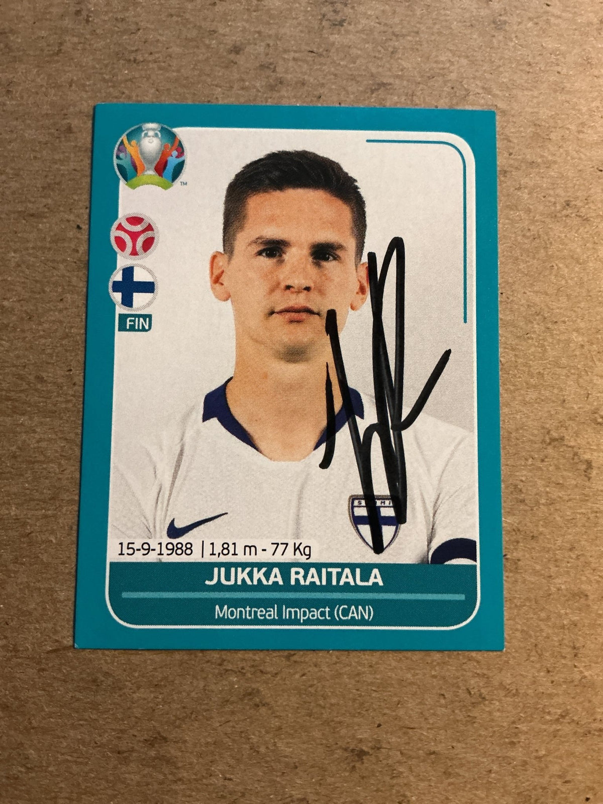 Jukka Raitala, Finland 🇫🇮 UEFA Euro 2020 Panini hand signed - Autographs-World