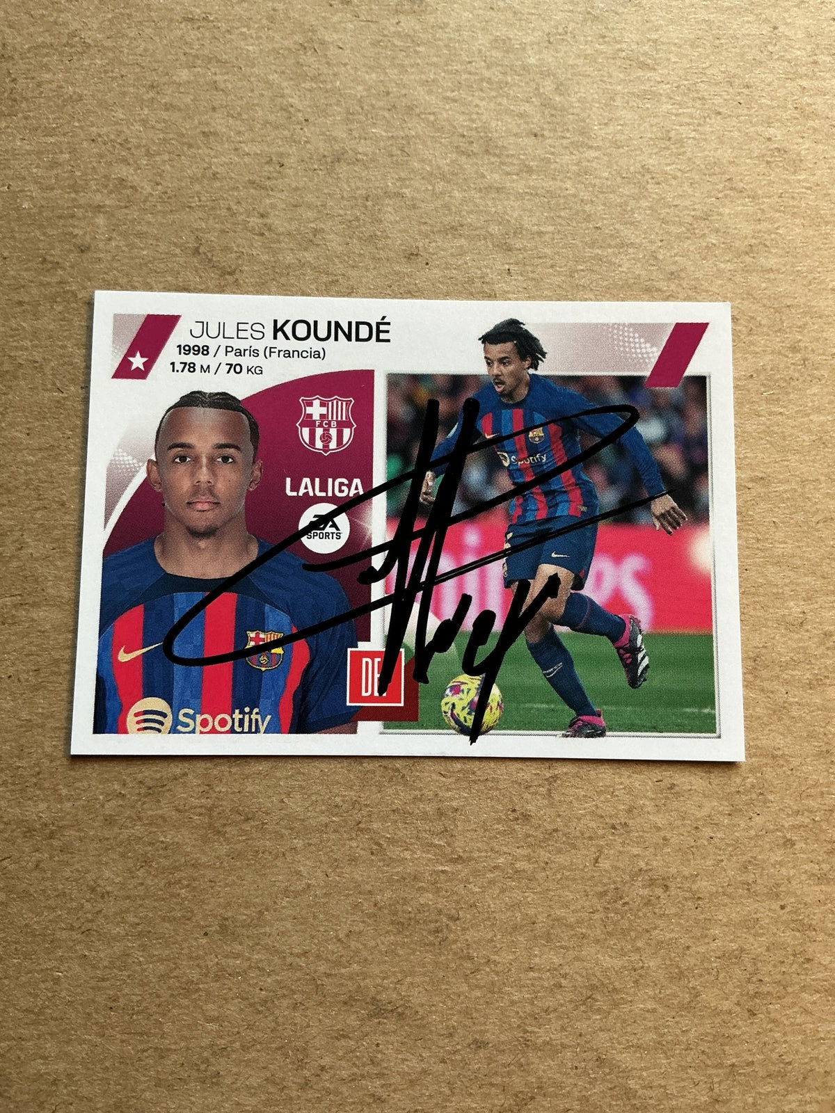 Jules Koundé, France 🇫🇷 FC Barcelona 2023/24 Panini hand signed - Autographs-World