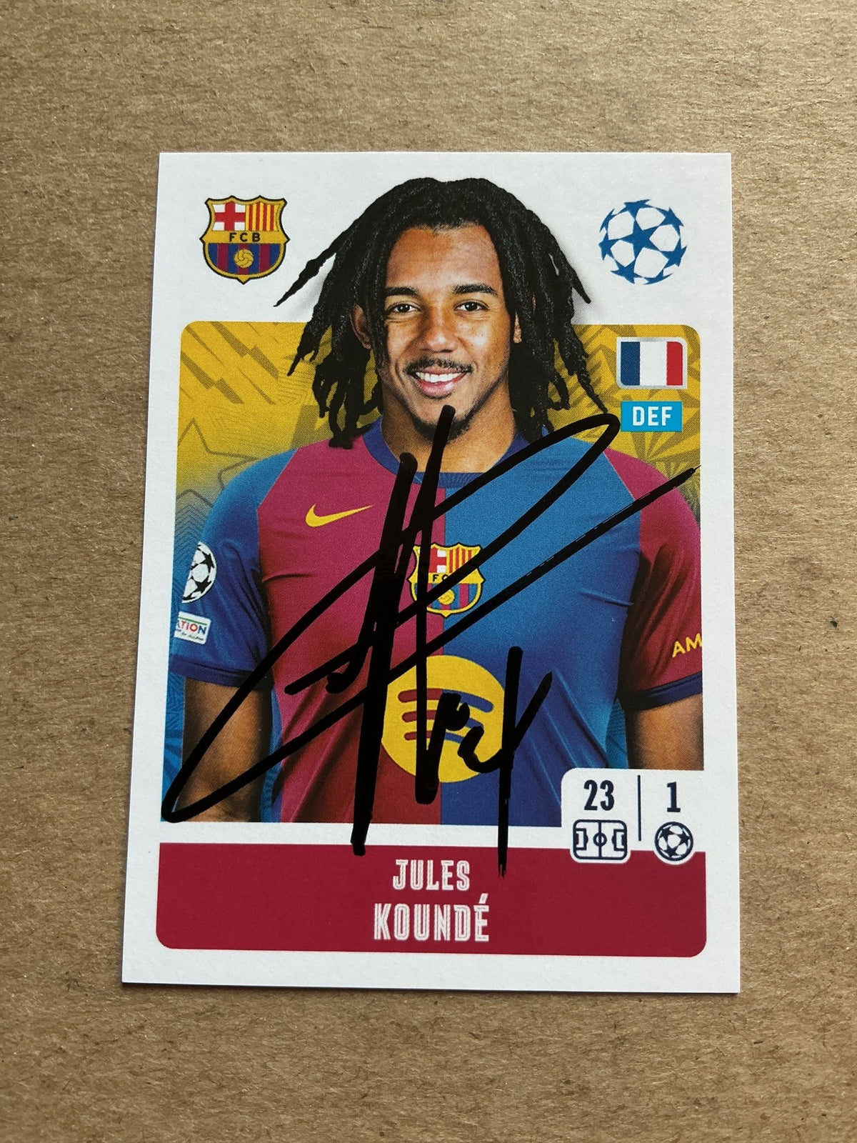 Jules Kounde, France 🇫🇷 FC Barcelona 2024/25 Topps hand signed - Autographs-World