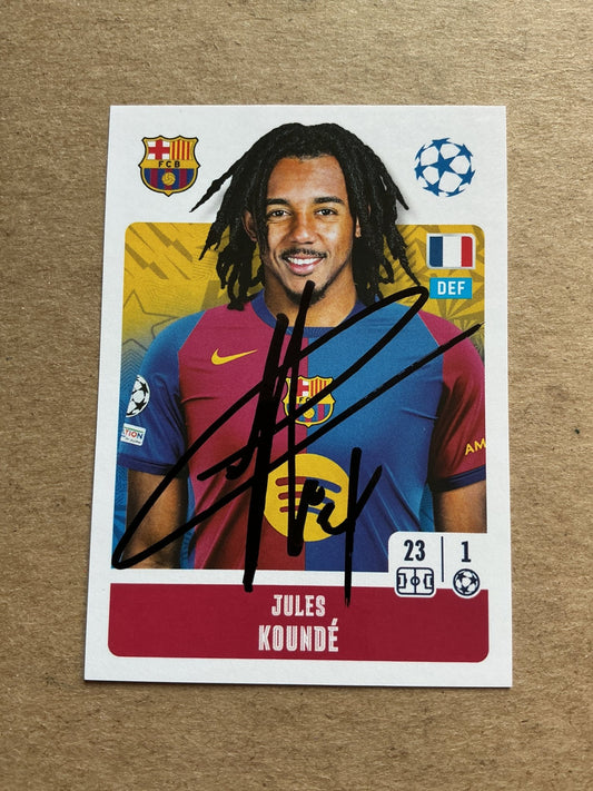Jules Kounde, France 🇫🇷 FC Barcelona 2024/25 Topps hand signed - Autographs-World