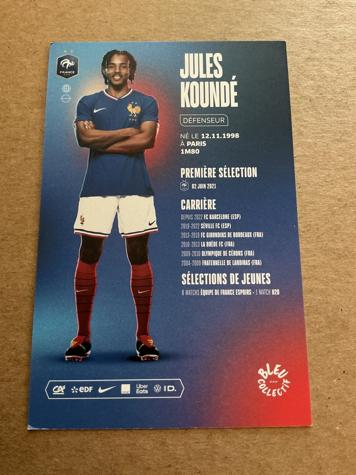 Jules Kounde, France 🇫🇷 UEFA Euro FC Barcelona 2024 hand signed - Autographs-World