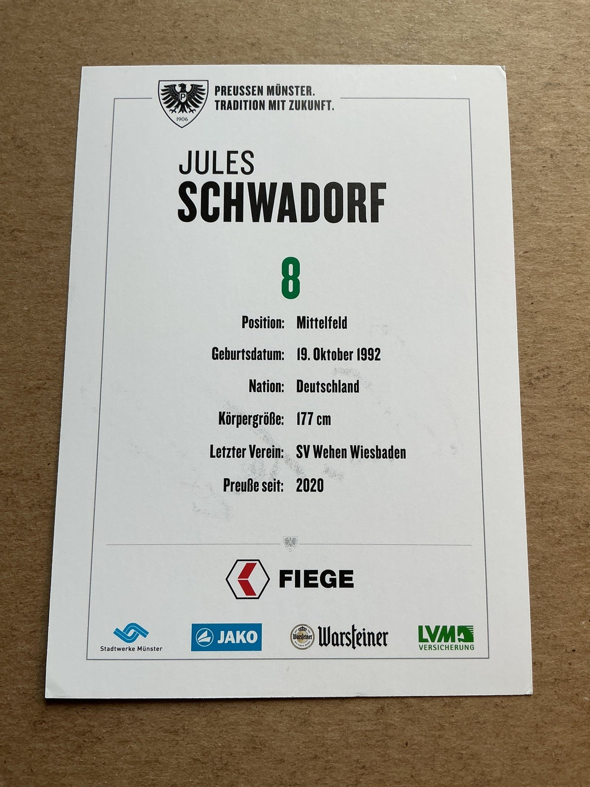 Jules Schwadorf, Germany 🇩🇪 Preussen Münster 2021/22 hand signed - Autographs-World