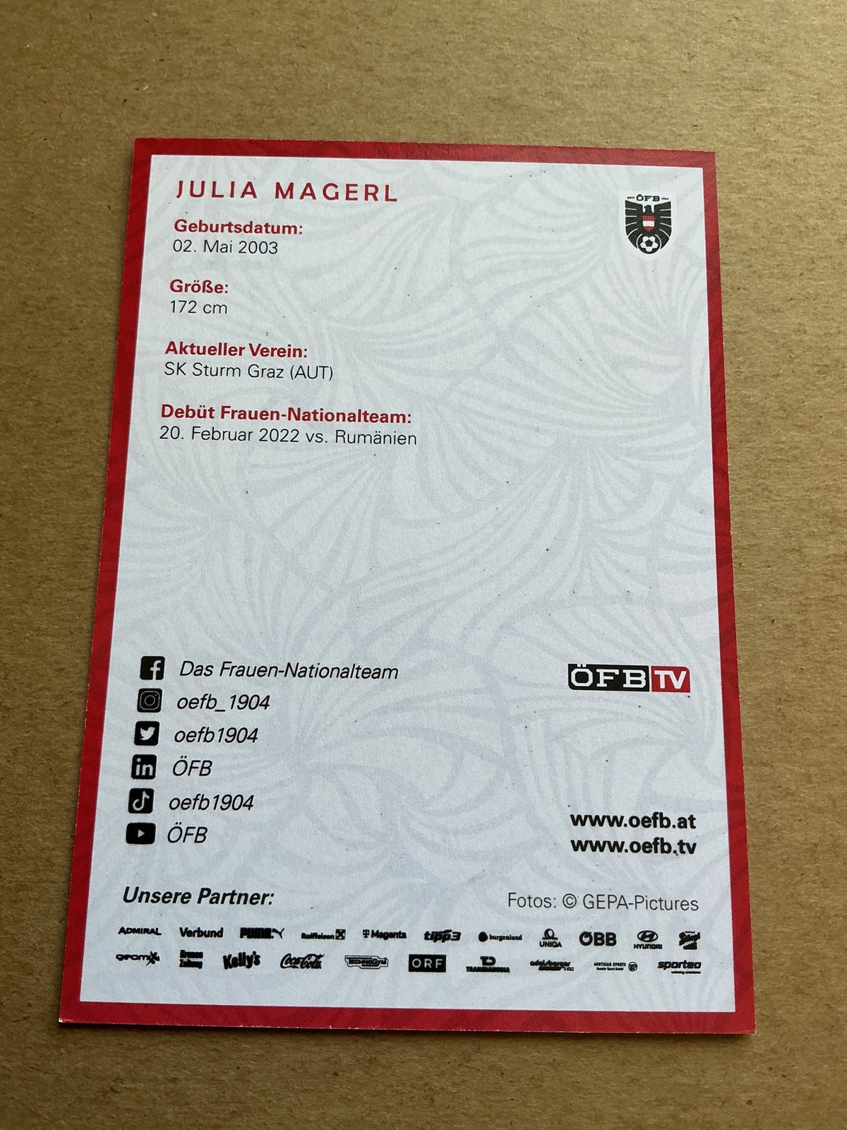 Julia Magerl, Austria 🇦🇹 2024 Sturm Graz hand signed - Autographs-World