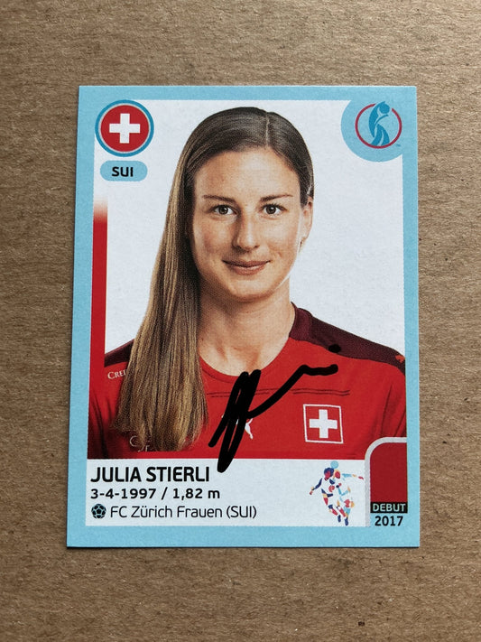 Julia Stierli, Switzerland 🇨🇭 UEFA Women’s Euro Cup 2022 Panini hand signed - Autographs-World