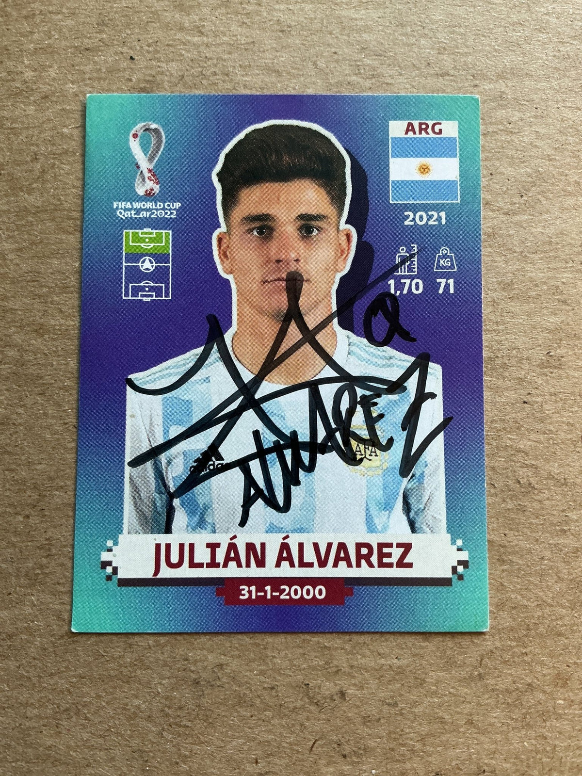 Julian Alvarez, Argentina 🇦🇷 FIFA World Cup 2022 Panini hand signed - Autographs-World
