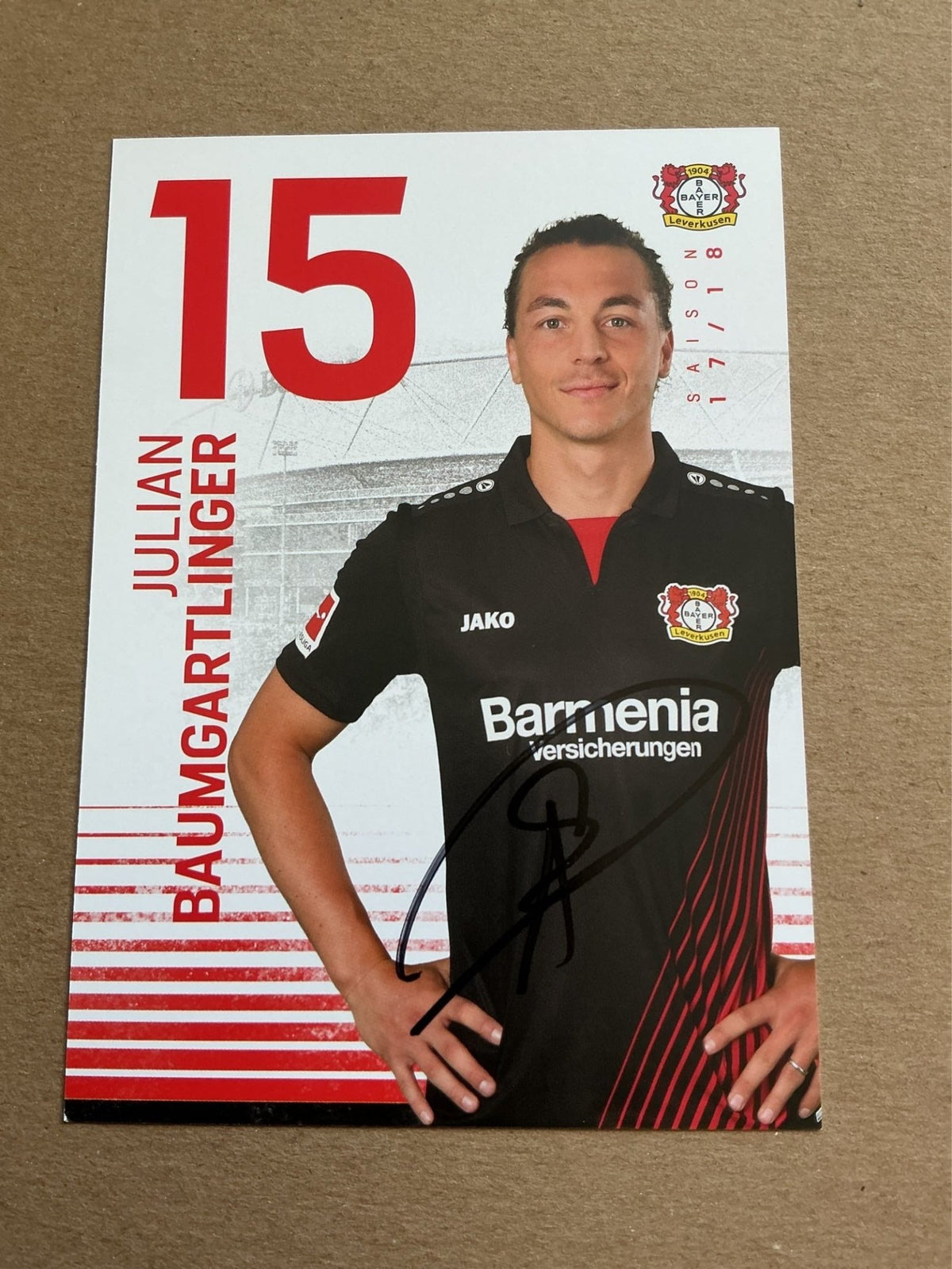 Julian Baumgartlinger, Austria 🇦🇹 Bayer 04 Leverkusen 2017/18 hand signed - Autographs-World