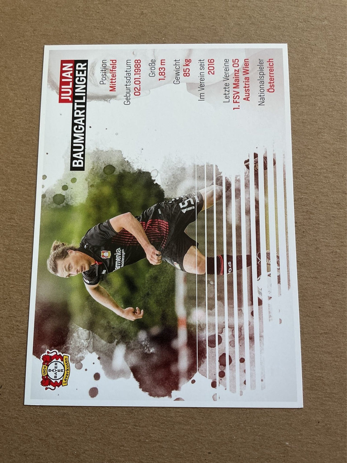 Julian Baumgartlinger, Austria 🇦🇹 Bayer 04 Leverkusen 2017/18 hand signed - Autographs-World