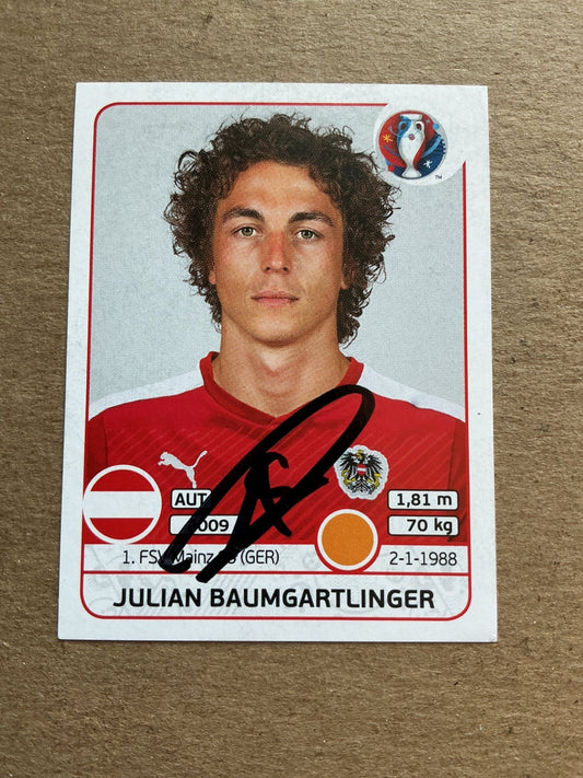 Julian Baumgartlinger, Austria 🇦🇹 UEFA Euro 2016 Panini hand signed - Autographs-World