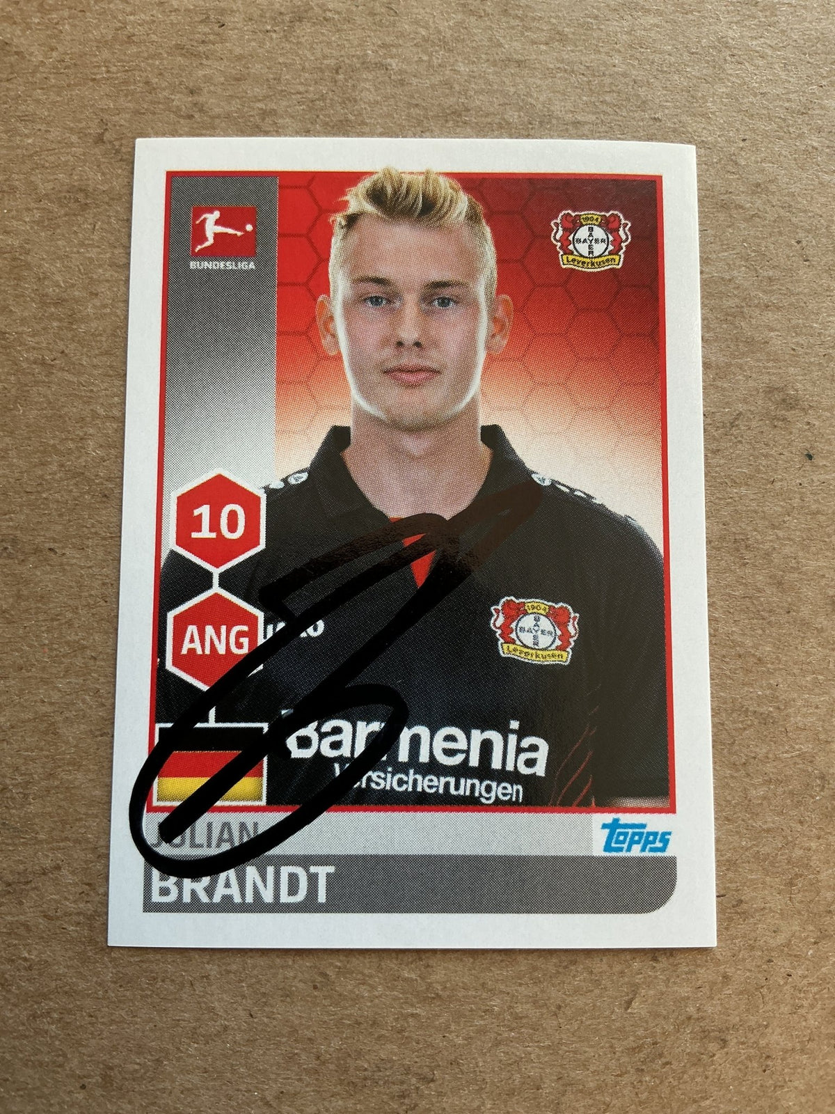 Julian Brandt, Germany 🇩🇪 Bayer 04 Leverkusen 2017/18 Topps hand signed - Autographs-World