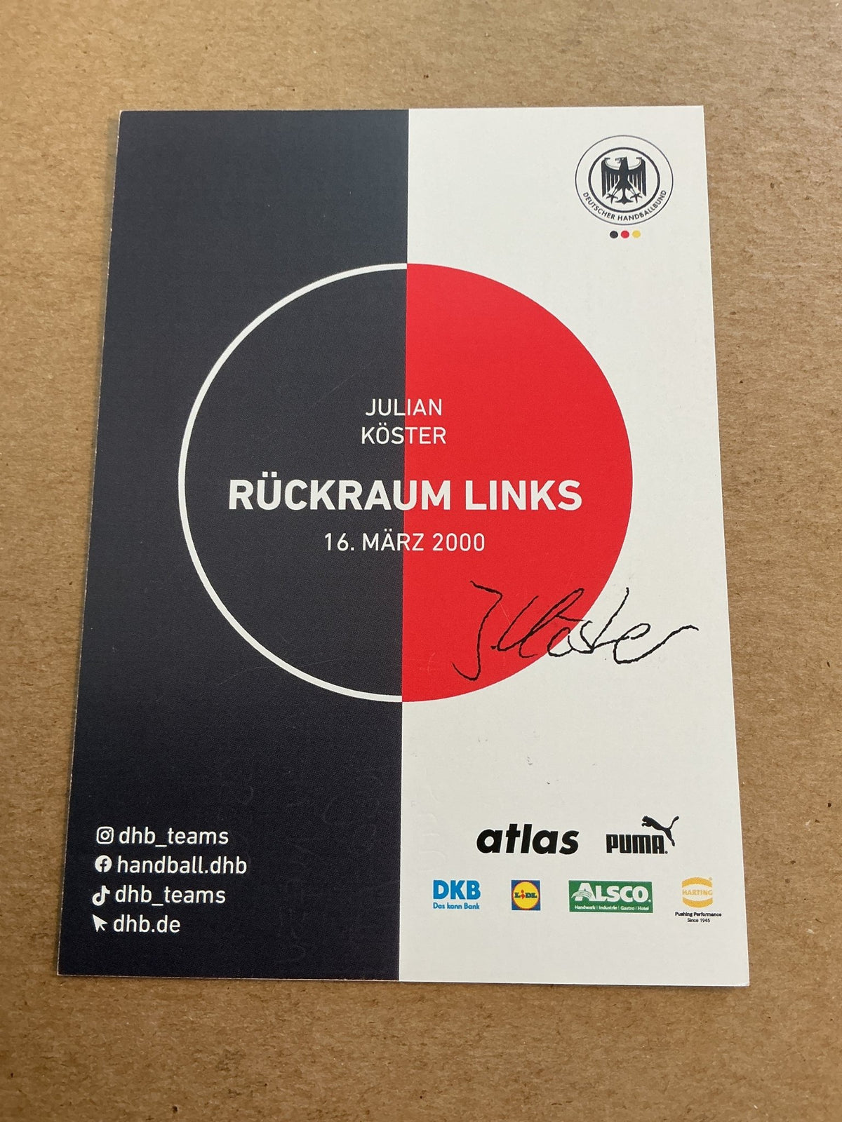 Julian Köster, Germany 🇩🇪 Handball Sports 2025 hand signed - Autographs-World