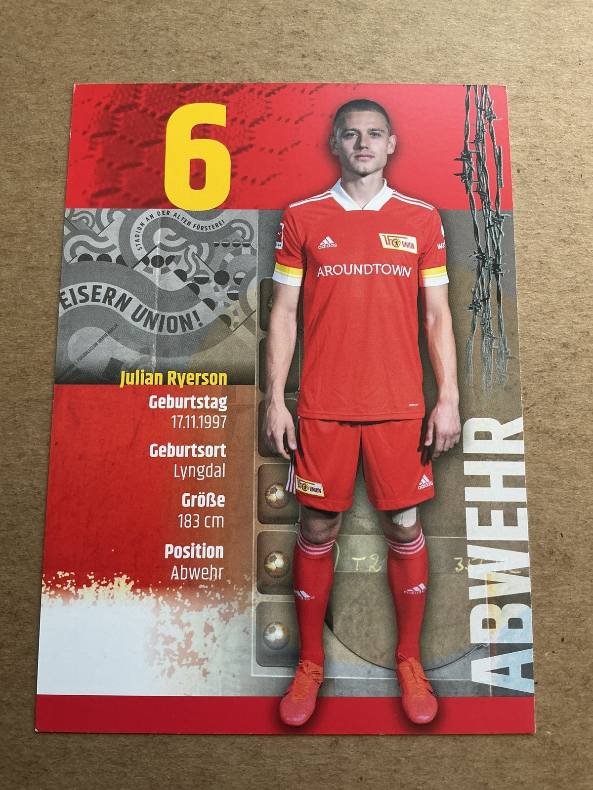 Julian Ryerson, Norway 🇳🇴 1.FC Union Berlin 2020/21 hand signed - Autographs-World