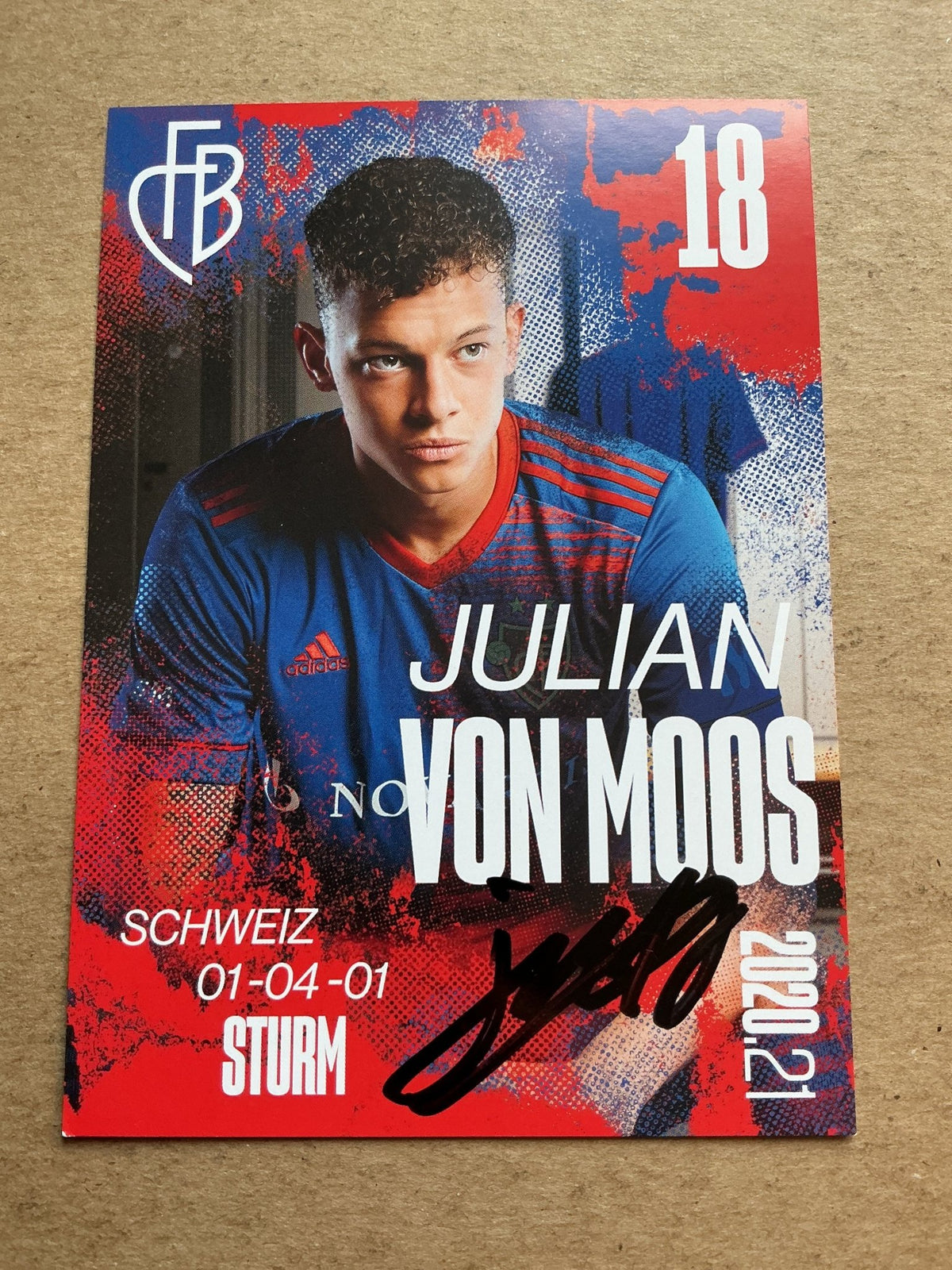 Julian von Moos, Switzerland 🇨🇭 FC Basel 2020/21 hand signed - Autographs-World