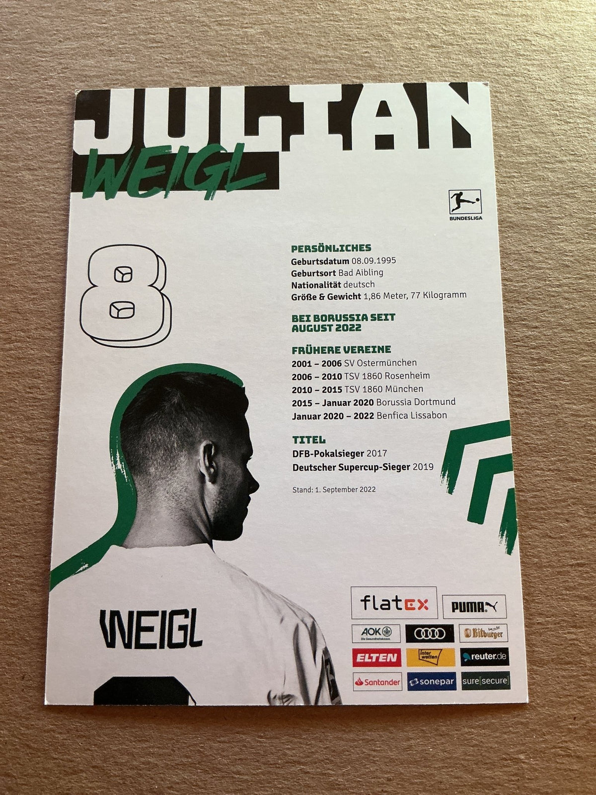 Julian Weigl, Germany 🇩🇪 Borussia Mönchengladbach 2022/23 hand signed - Autographs-World