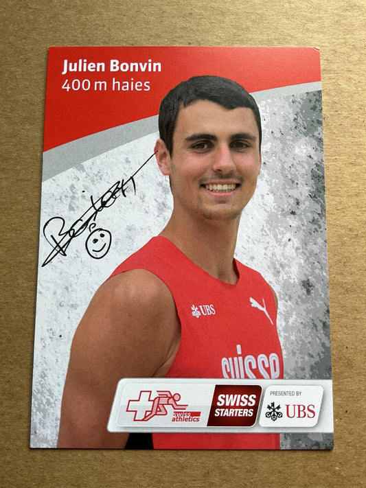 Julien Bonvin, Switzerland 🇨🇭 Athletics Summer Olympics 2024 hand signed - Autographs-World